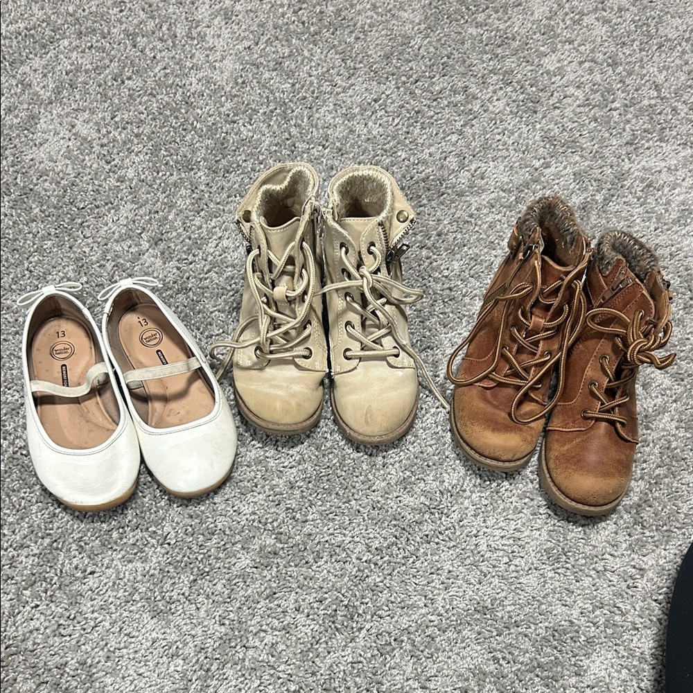 Stylish Kids Shoes Set - White, Beige, and Brown